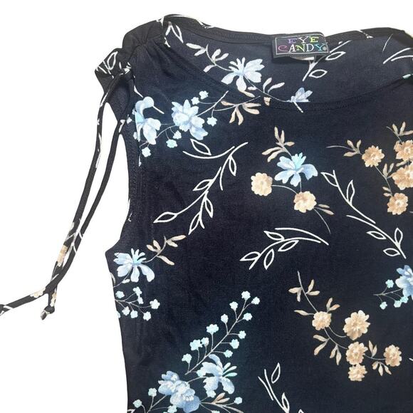 90'S VTG. EYE CANDY FLORAL ALL OVER PRINT TANK TOP BLOUSE SMALL - Picture 4 of 6
